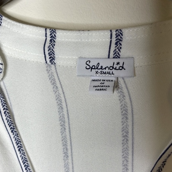 Splendid White and Blue Top.  Size XS - Picture 2 of 3
